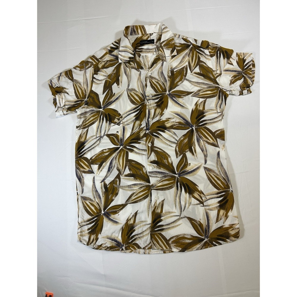 CND‎ Sports  Mens Shirt Beige Size Medium  Hawaiian Short Sleeve Button Up